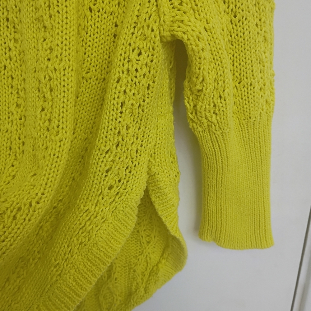 Anthropologie Sparrow Bright Lime Textured Crewneck Sweater - Picture 6 of 6